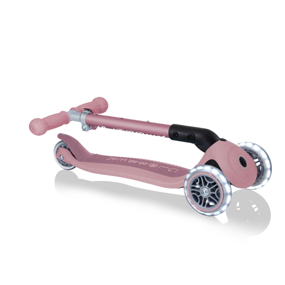 Globber-Ecologic-3-Wheel-Primo-Foldable-Lights-Anodised-Folded-Pink