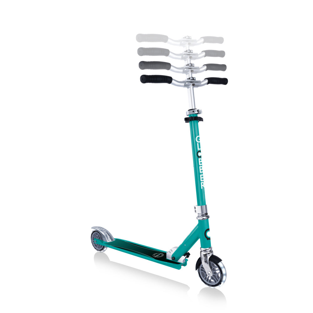 Globber-Flow-Element-Scooter-with-Lights-Jade-Showing-Adjustable-Bar-Height