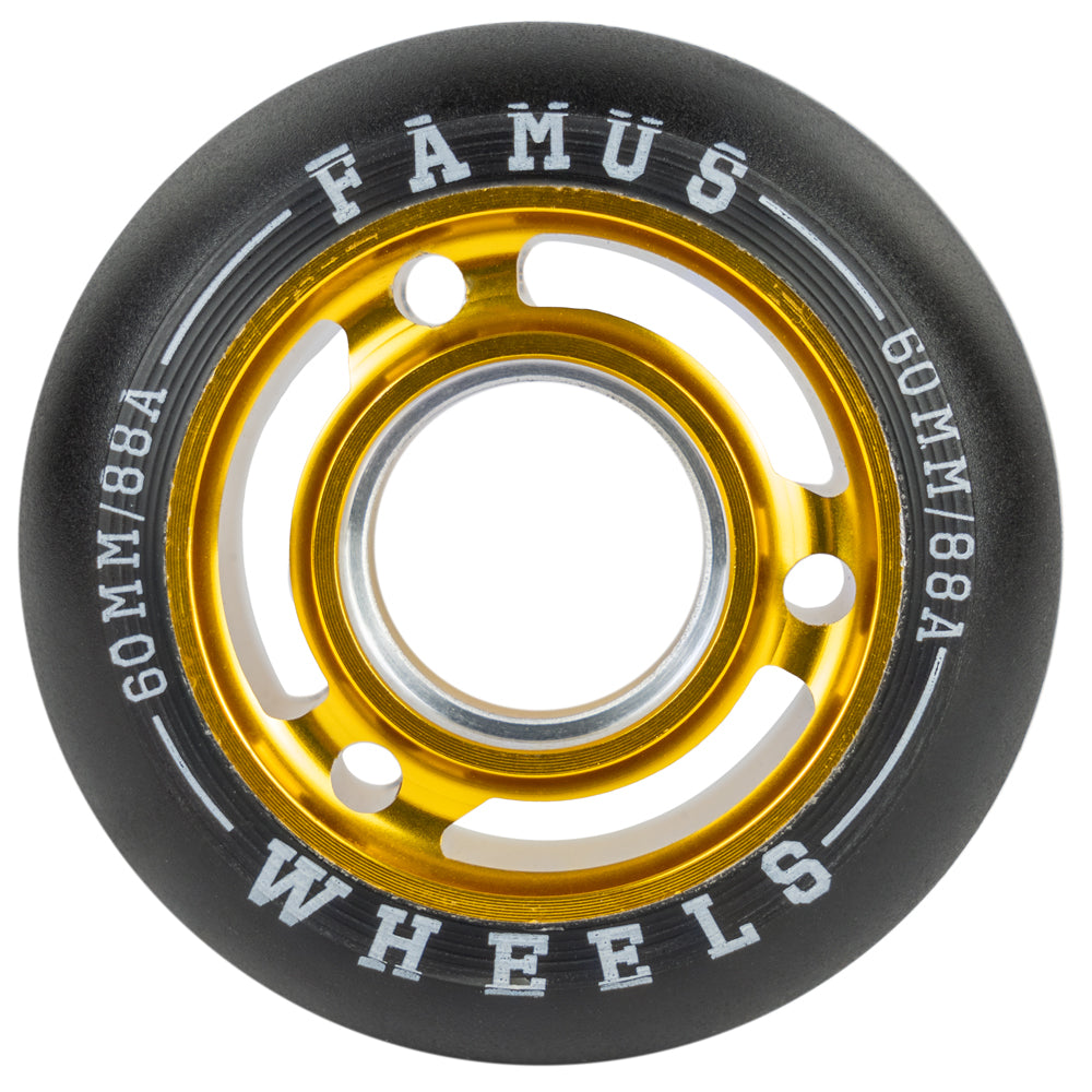 Kaltik-Famus-Alloy-Core-60mm-88a-Wheel-Gold-Hub-Front-View