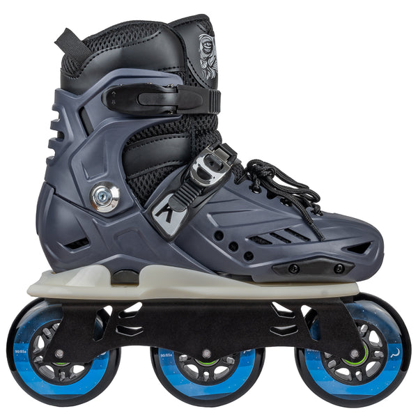 Kaltik-Inline-Skate-Cross-Bundle-Steel-Blue-3-Wheel-Inline-Skate-Side-View