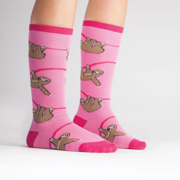 Sock-It-To-Me-Knee-High-Junior -socks - Pink Sloth