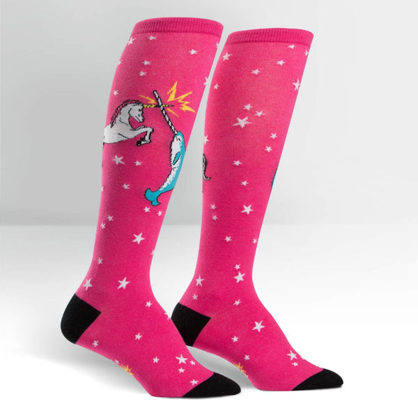 Sock-It -to-Me-Knee-High-Womens-Unicorn-vs-Narwhal