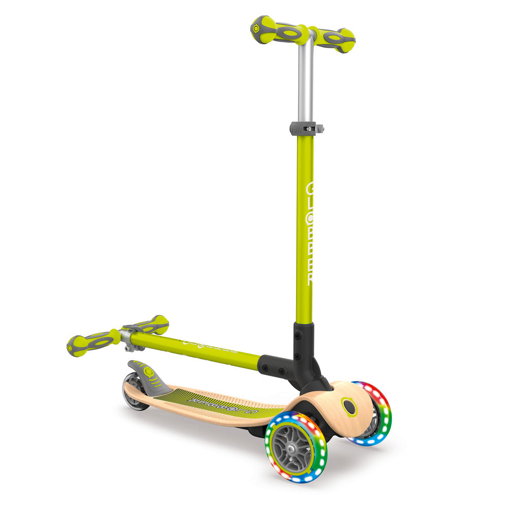Globber-Primo-Foldable-Wood-Light-Up-Scooter-Green