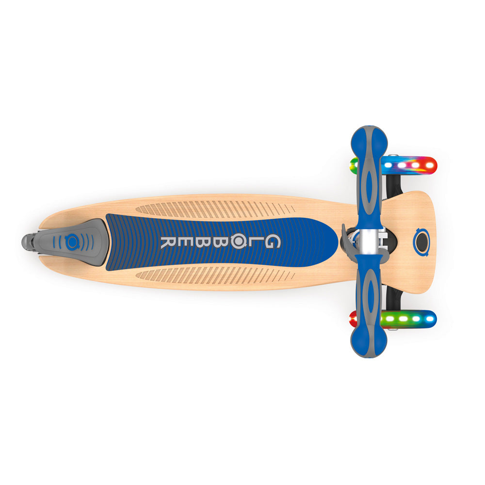 Globber-Primo-Foldable-Wood-Light-Up-Scooter-Navy-Top-View
