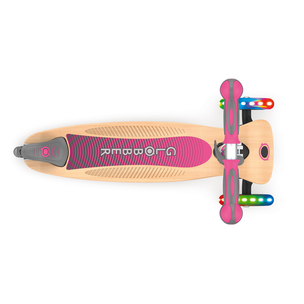 Globber-Primo-Foldable-Wood-Light-Up-Scooter-Pink-Top-View