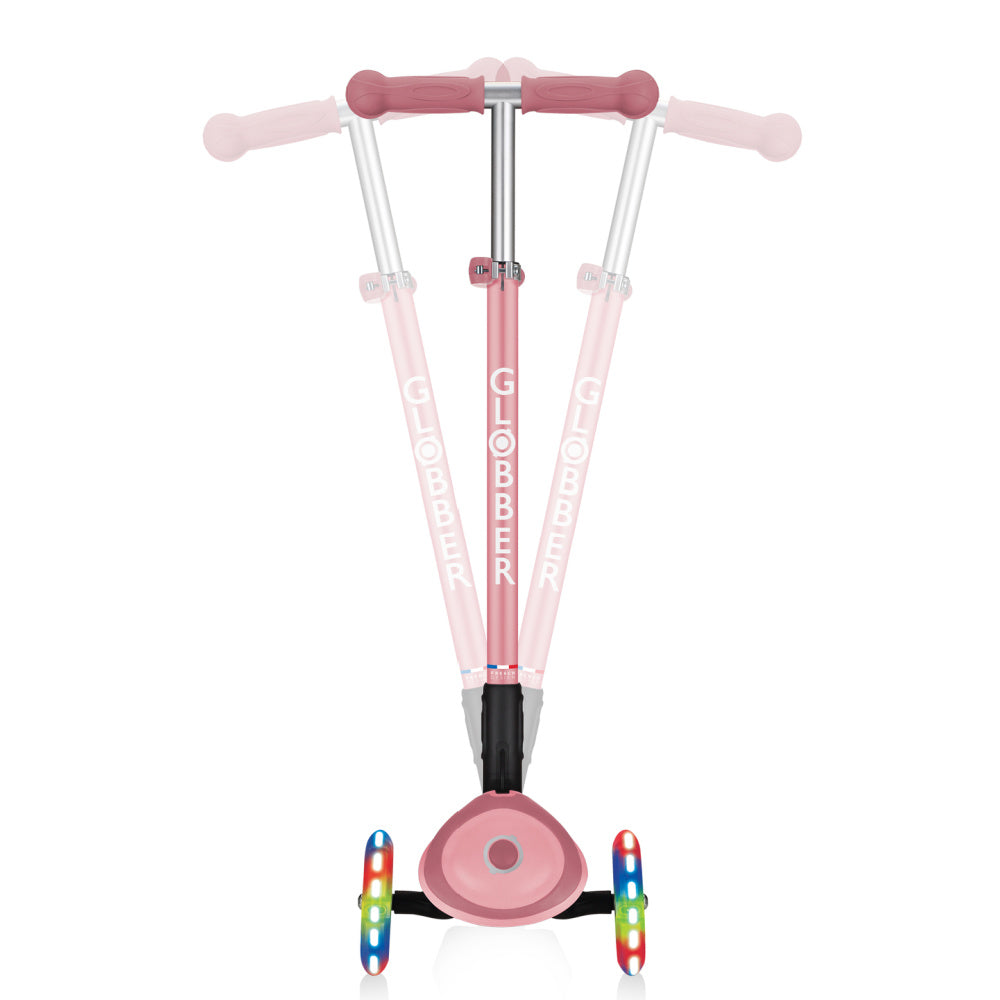 Globber-Primo-Lights-Foldable-Three-Wheel-Scooter-Pink-Side-to-side