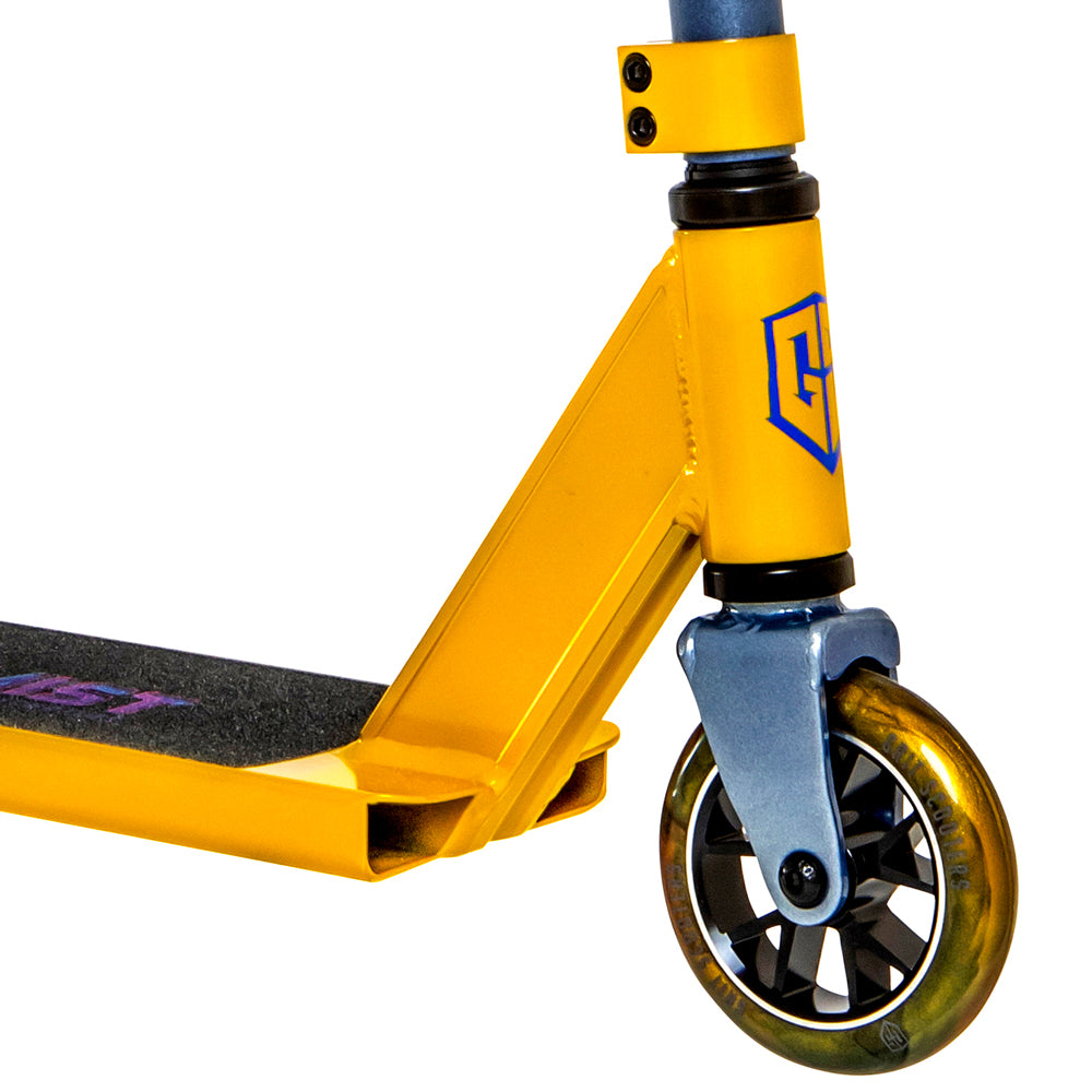 Grit-Extremist-22-Pro-Scooter-Gold-Blue-Fork-View