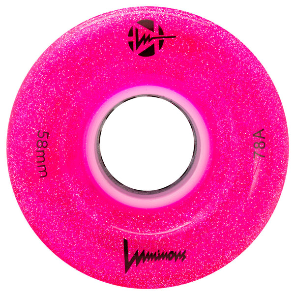 LUMINOUS-LED-Quad-58mm-Roller-Skate-Wheel-Glitter-Pink-78a