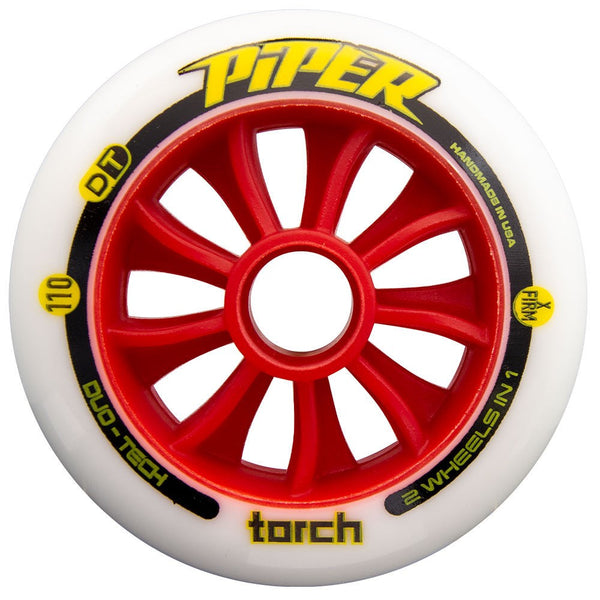 Piper-Torch-Xfirm-110mm-White-Inline-Speed-Wheel-Track-Road-With-Front-View