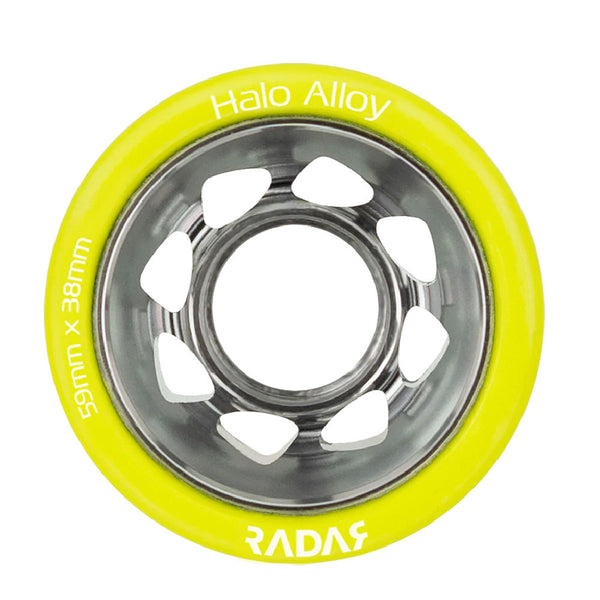 Radar-Halo-Alloy-Roller-Skate-Wheel-Yellow-91a