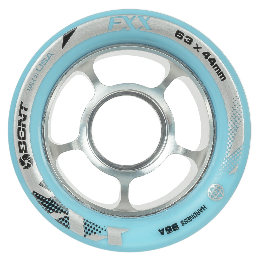 Bont-FXX-Speed-Roller-Skate-Wheel-63mm-96a-Blue-Front-View