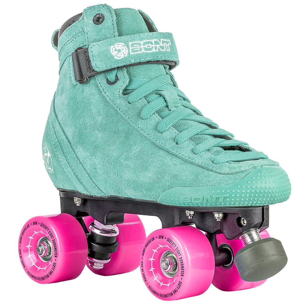 Bont-ParkStat-Prodigy-Pink-BPM-Roller-Skate-Package-Teal-Bayside-Blades
