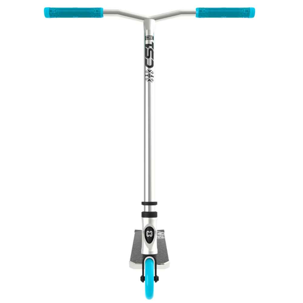 Core-CL1-Light-Pro-Scooter-Chrome-Blue-Front-View