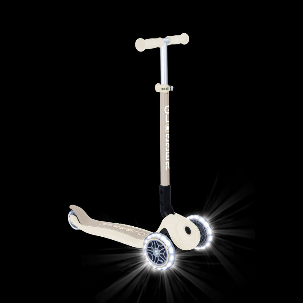 Globber-Ecologic-3-Wheel-Primo-Foldable-Lights-Anodised-Scooter-Coconut-Night-View