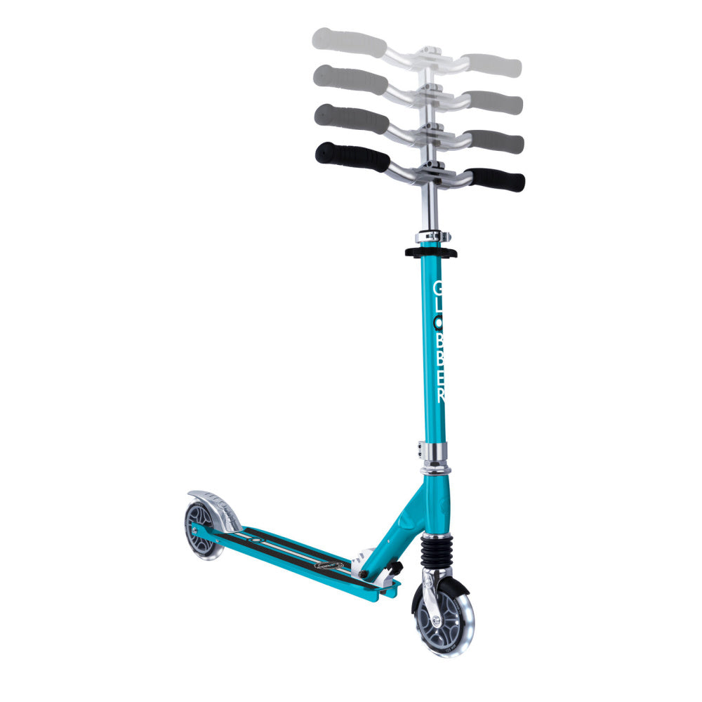 Globber-Flow-Element-Comfort-Scooter-Aqua-Showing-Handlebar-Heights