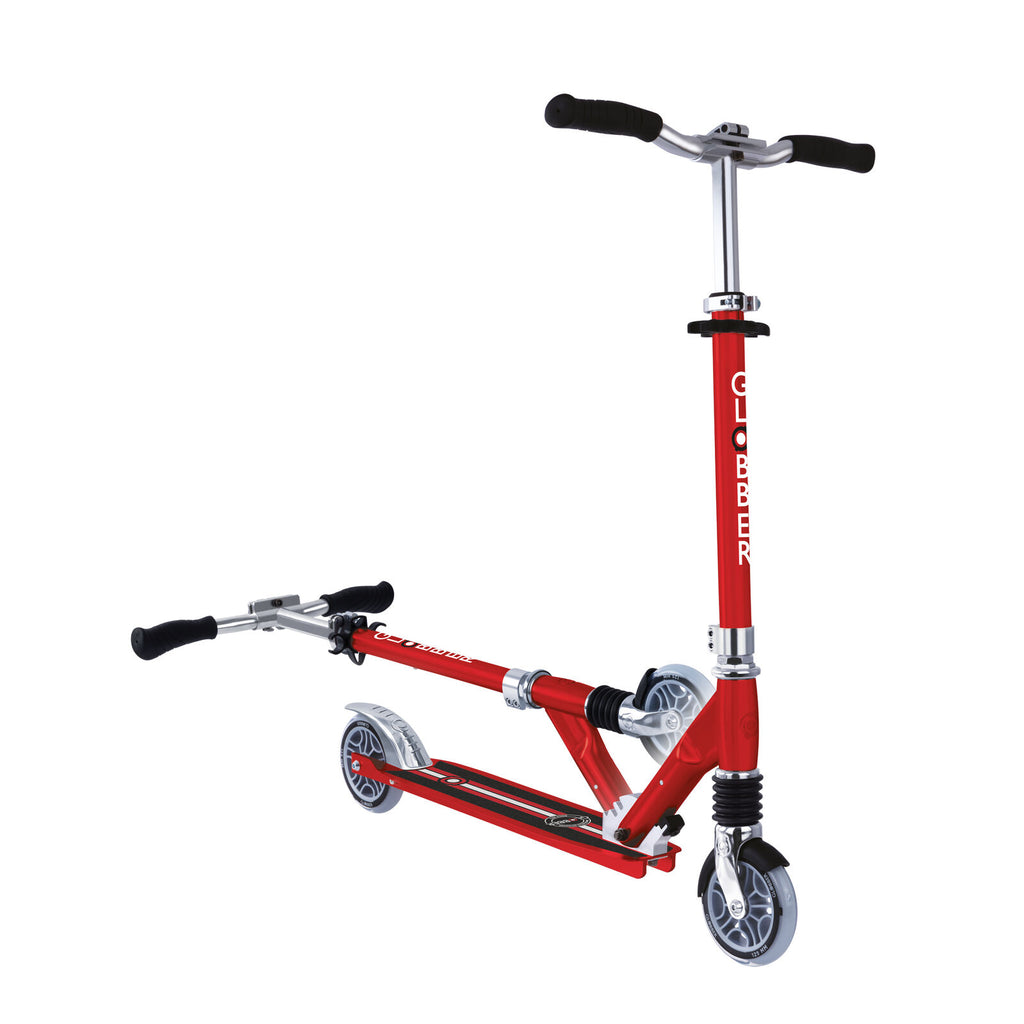 Globber-Flow-Element-Comfort-Scooter-Red-Folded