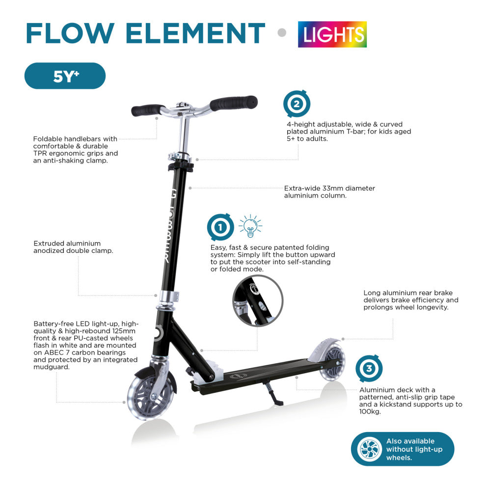 Globber-Flow-Element-Scooter-with-Lights-Black-Specs