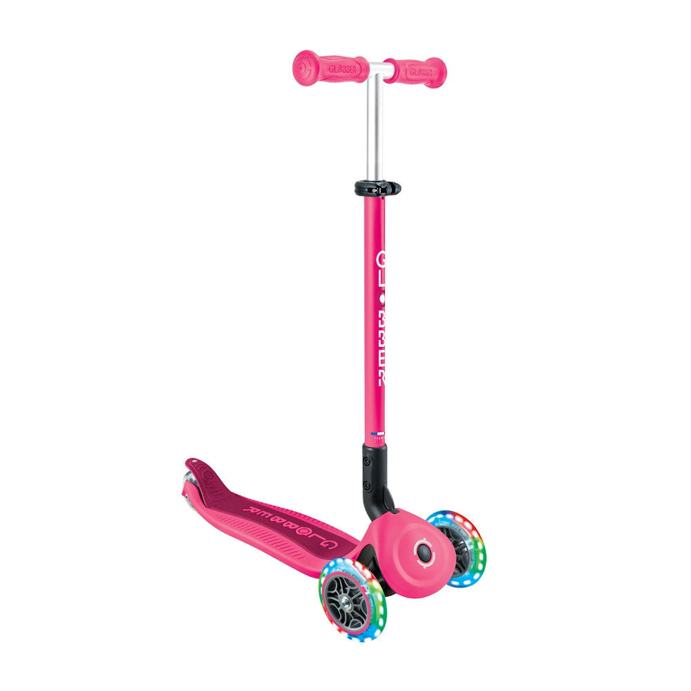 Globber-Go-Up-Active-Lights-Foldable-Scooter-Fuchsia-Transformed