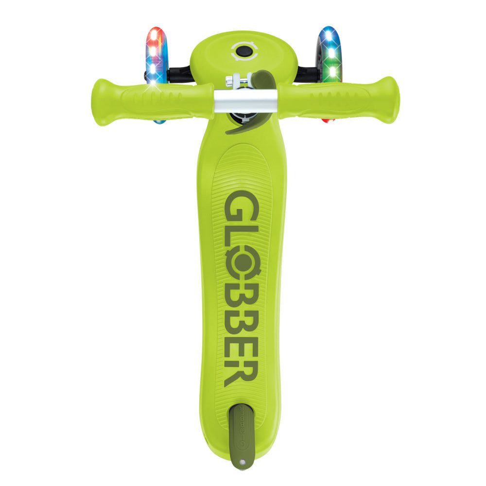 Globber-Go-Up-Sporty-Lights-V2-Lime-Green_Khaki-Top-View