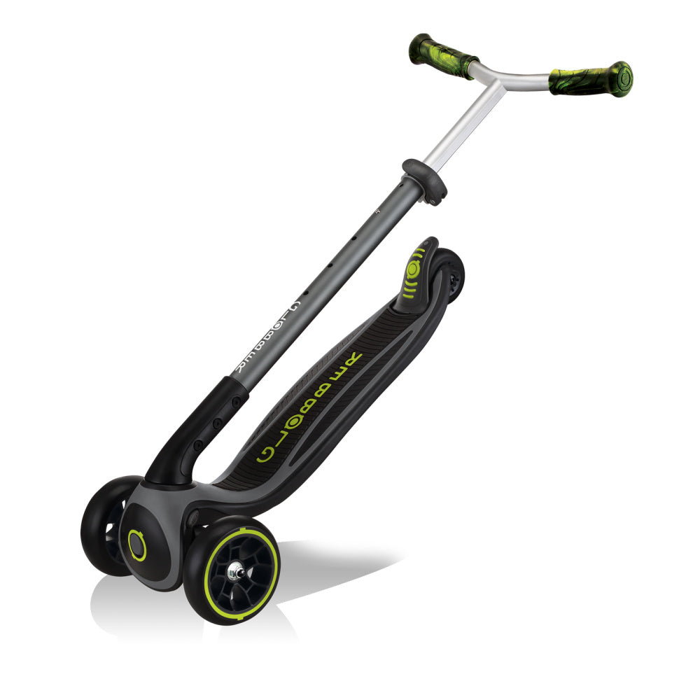 Globber-Maste-Prime-Scooter-Neon-Green-Folded-View