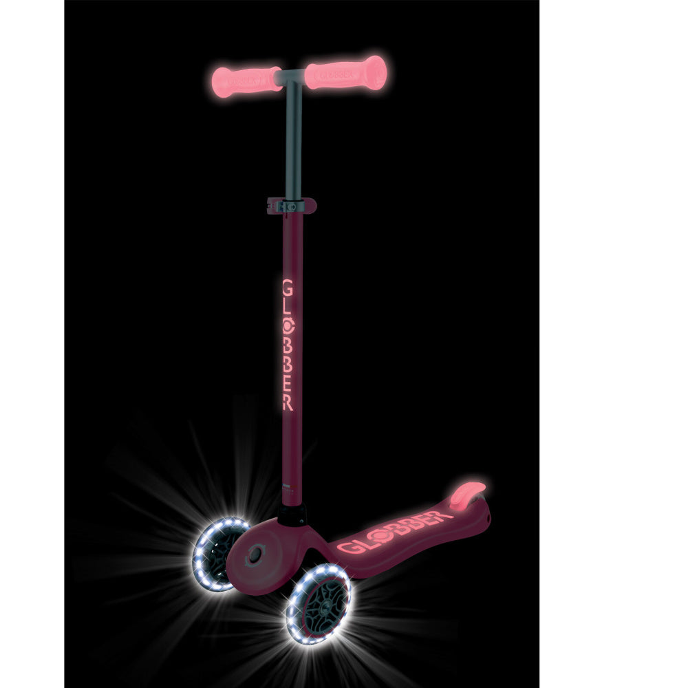 Globber-Primo-Plus-Glow-Lights-Pink-Lit-Up