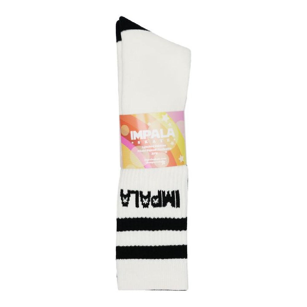 Impala-Rollerskate-High-Socks-2-Pack-Black-White-Stripe-Packaging