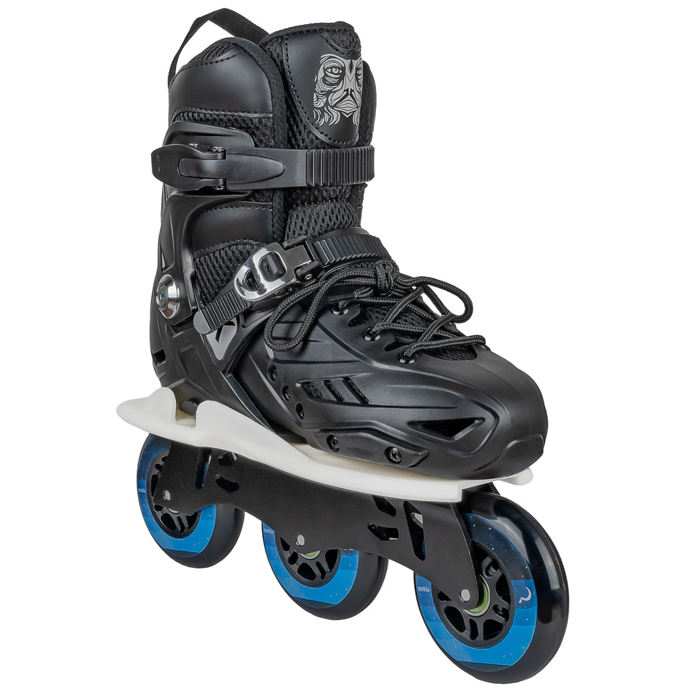 Kaltik-Inline-Skate-Cross-Bundle-Black-3-Wheel-Variant-Angled-View