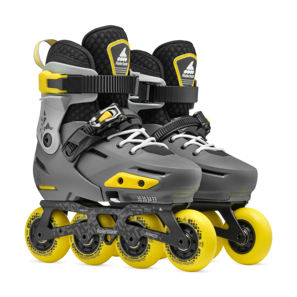 Rollerblade-APEX-Junior-Adjustable-Inline-Skate-Charcoal-Yellow-Pair