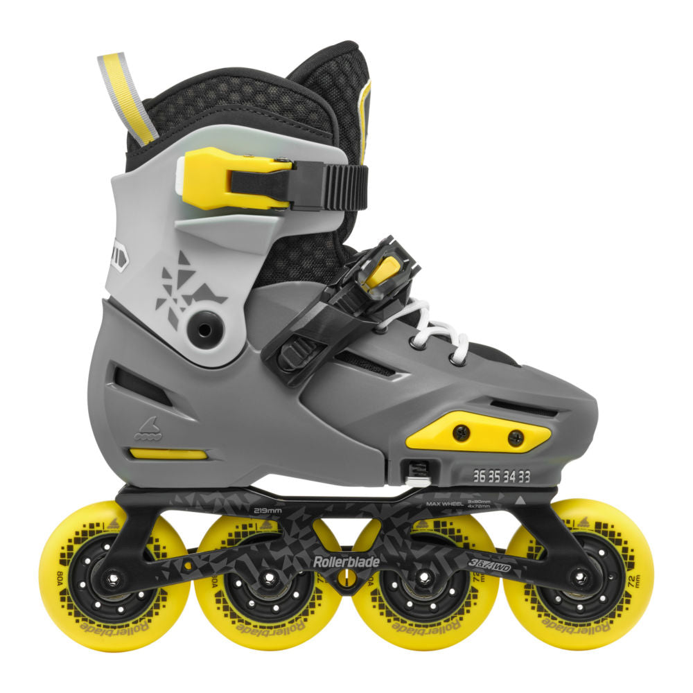 Rollerblade-APEX-Junior-Adjustable-Inline-Skate-Charcoal-Yellow-Side-View