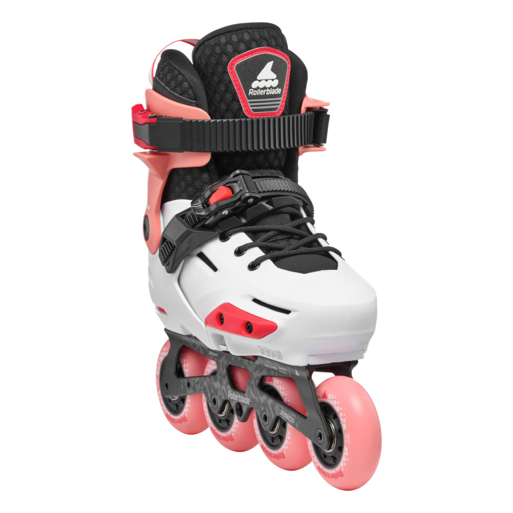 Rollerblade-APEX-Junior-Adjustable-Inline-Skate-Platinum-Coral-Angled-View
