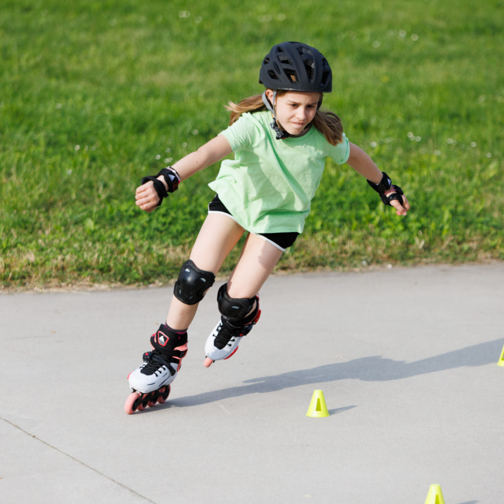 Rollerblade-APEX-Junior-Adjustable-Inline-Skate-Platinum-Coral-Lifestyle-View