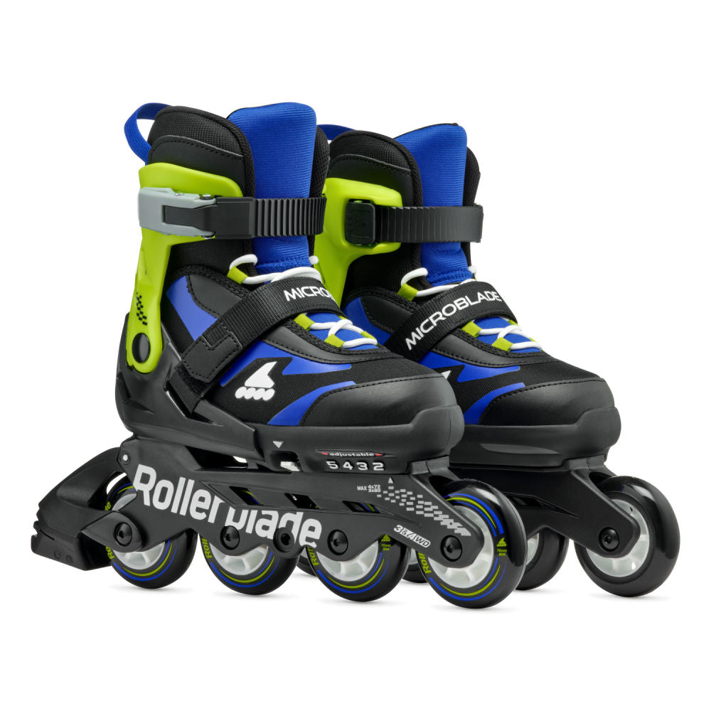 Rollerblade-Microblade-Junior-Adjustable-Inline-Skate-Black-Blue-Pair
