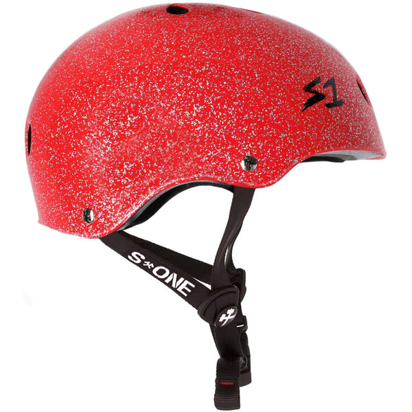S-One-Helmet-Red-Glitter-Side