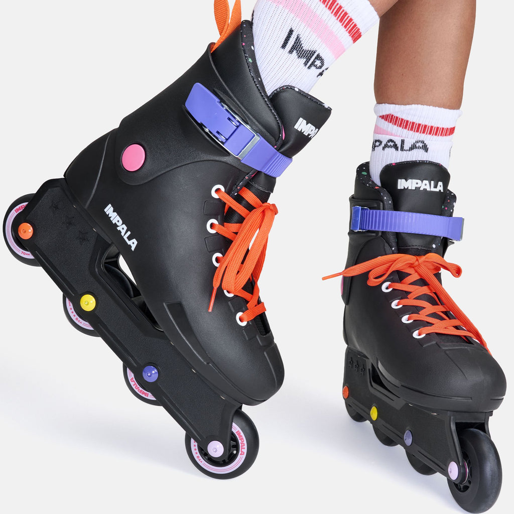 Impala-Lightspeed-Twinkle-Inline-Skate-Being-Worn-With-Cute-Socks