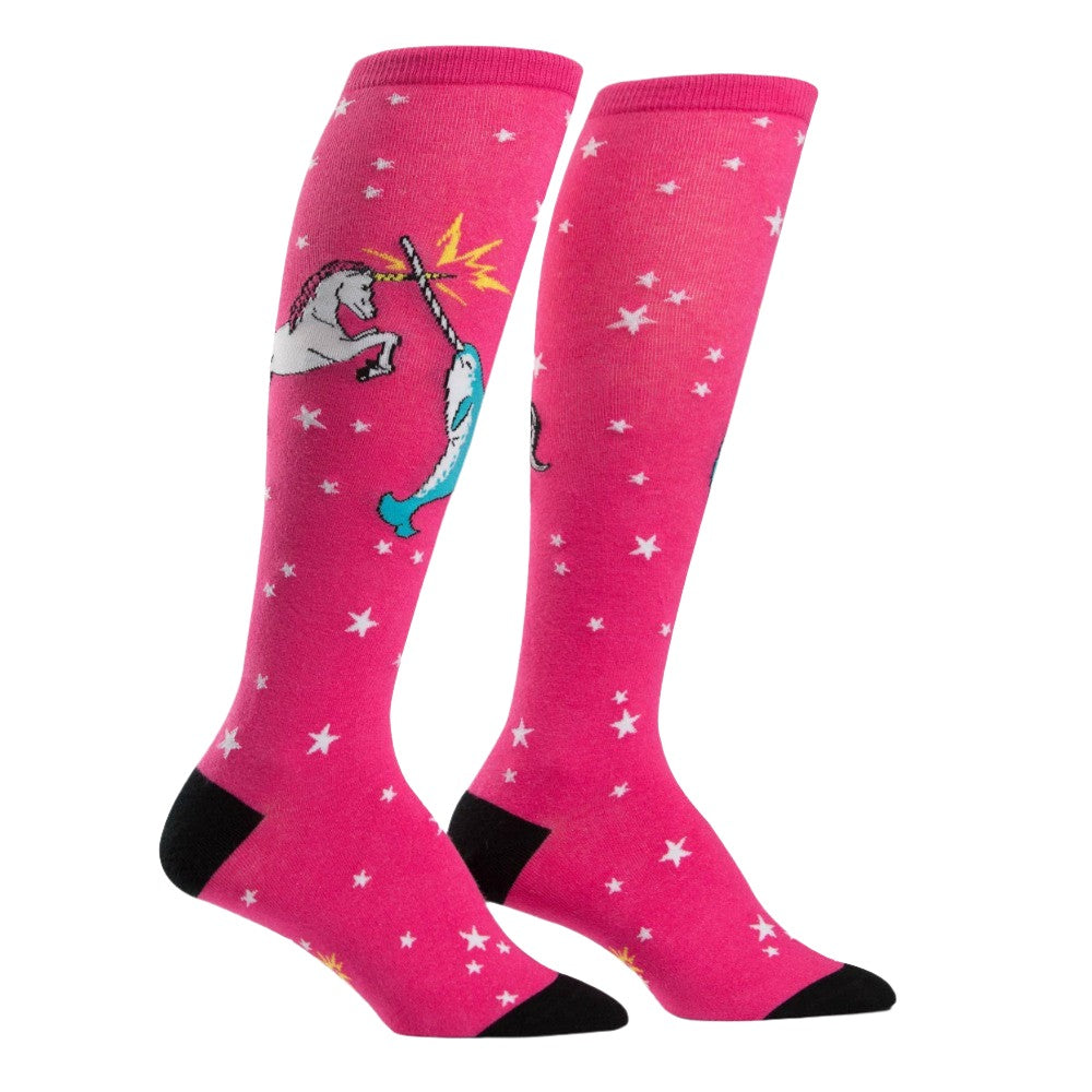 Sock-It -to-Me-Knee-High-Womens-Unicorn-vs-Narwhal