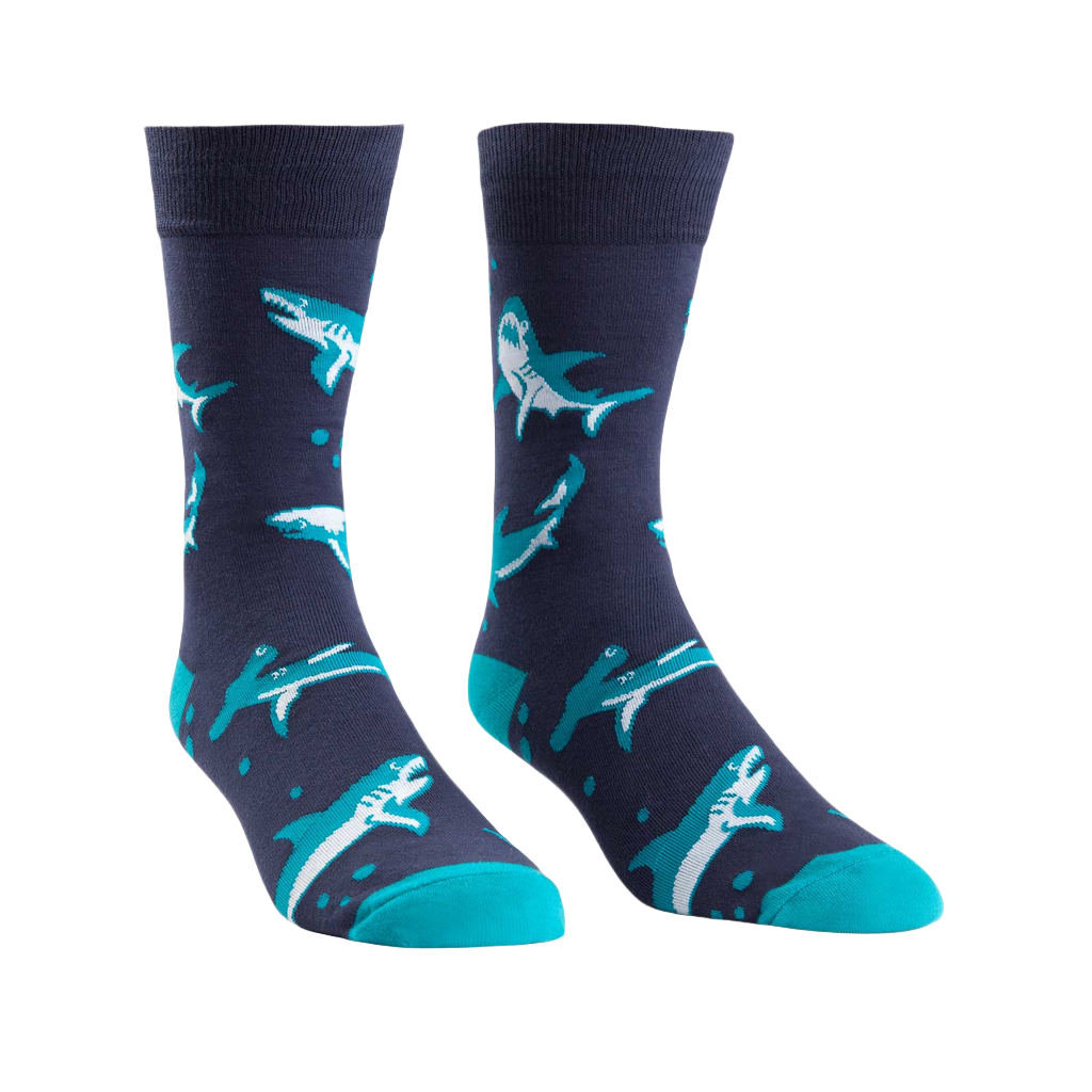 Sock It To Me men's crew socks, Shark Attack