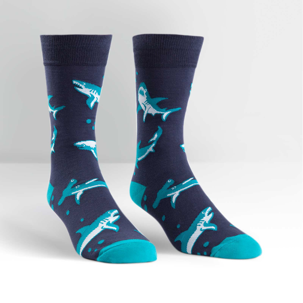 Sock It To Me men's crew socks, Shark Attack