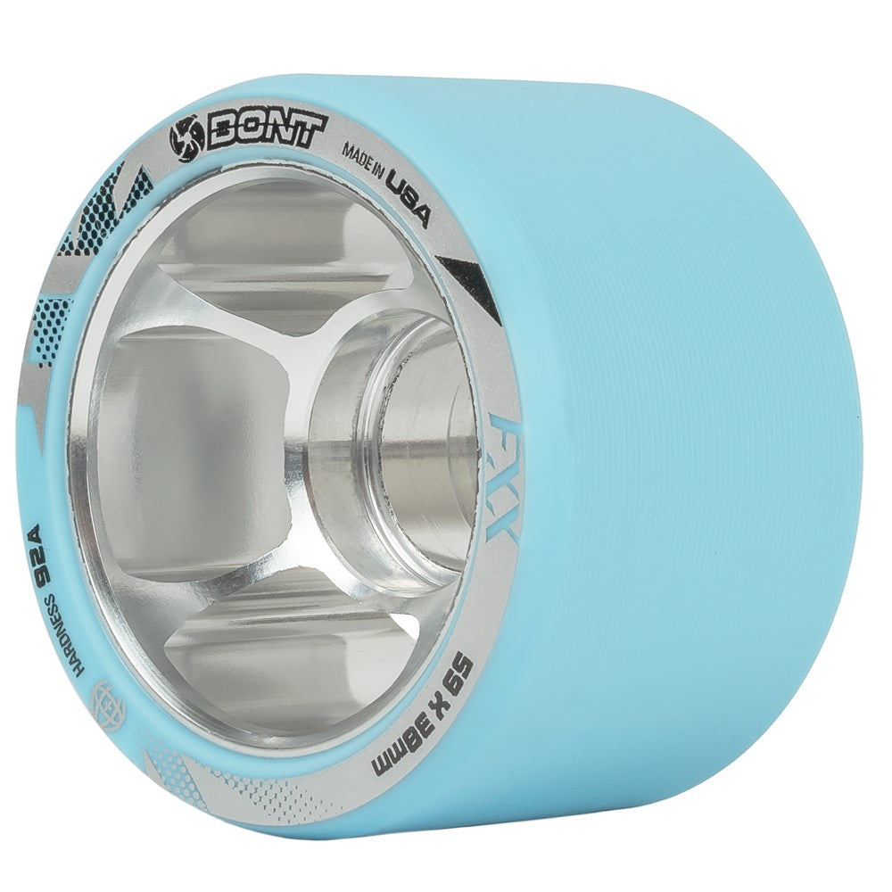 Bont-FXX-Derby-59mm-92a-Roller-Skate-Wheel-Blue-Urethane-Silver-Hub