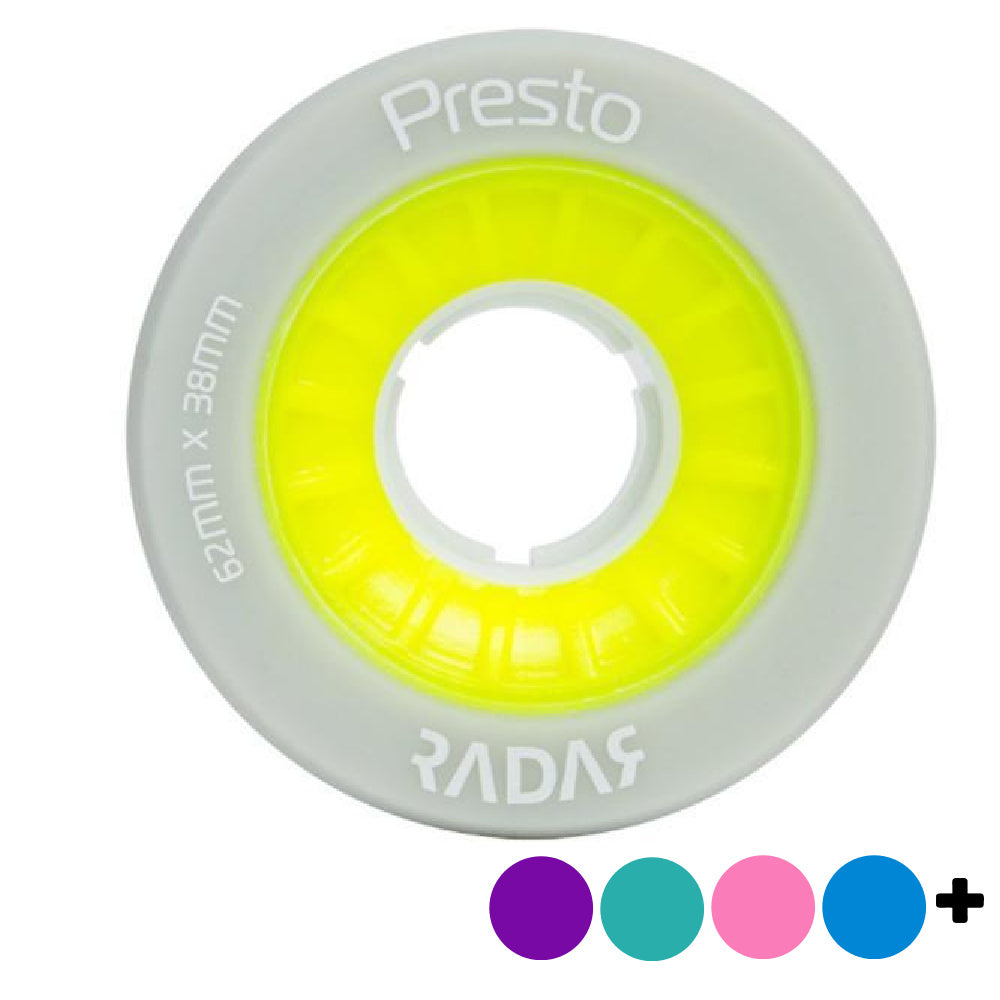 RADAR-Presto-Wheel-62mm -4 pack - Side -Colour-Options