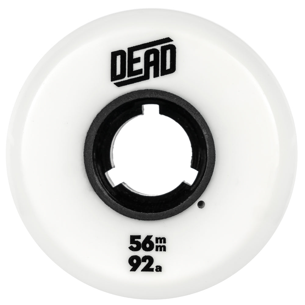 Dead-56mm-Team-White-Orange-92a-Inline-Skate-Wheel-Front-View