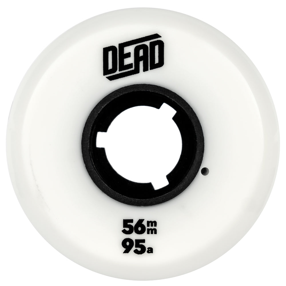 Dead-56mm-Team-White-Orange-95a-Inline-Skate-Wheel-Front-View