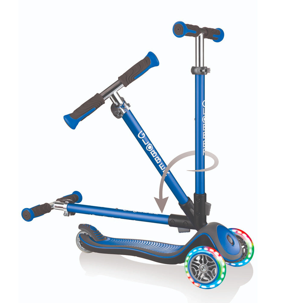 Globber-Elite-Deluxe-Scooter-Navy-Blue-Folding-System