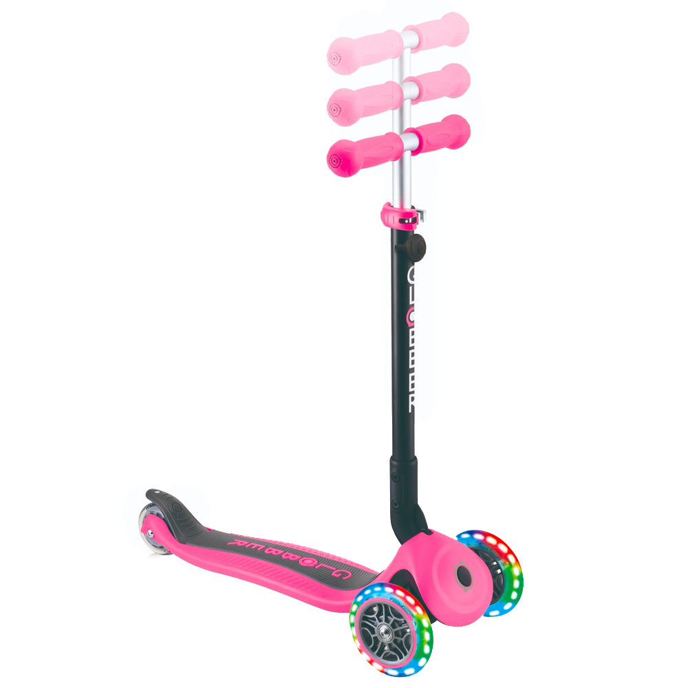 Globber-Go-Up-Foldable-Plus-Lights-Scooter-Pink-Bar-Adjust