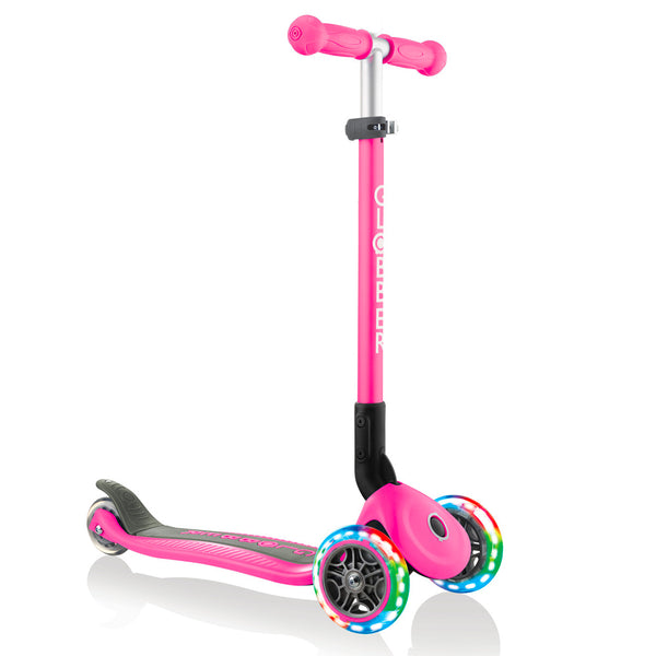 Globber-Primo-Lights-Foldable-Three-Wheel-Scooter-Pink-Pink