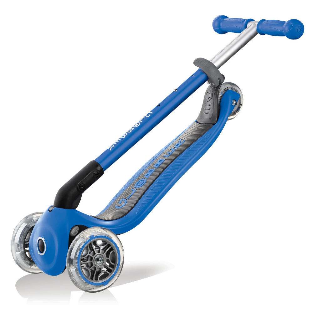 Globber-Primo-Foldable-Three-Wheel-Scooter-Folded-Navy-Blue