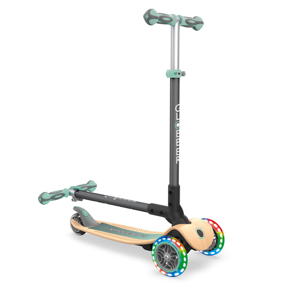 Globber-Primo-Foldable-Wood-Light-Up-Scooter-Mint
