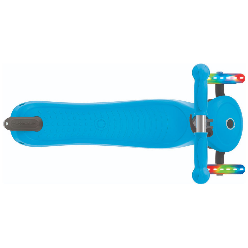 Globber-Primo-Lights-V3-Anodized-Bar-3-Wheel-Scooter-Sky-Blue-Top-View