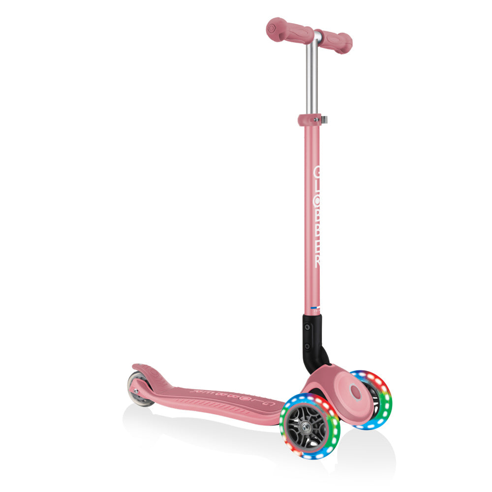 Globber-Primo-Lights-Foldable-Three-Wheel-Scooter-Pink