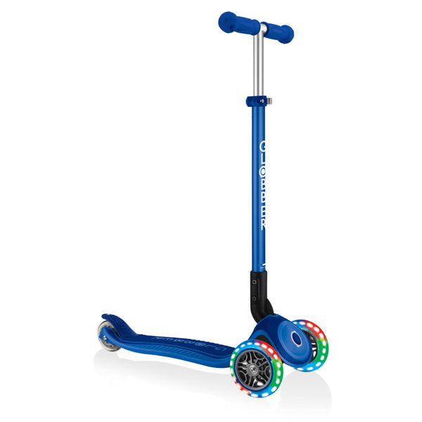 Globber-Primo-Lights-Foldable-Three-Wheel-Scooter-Navy-Blue