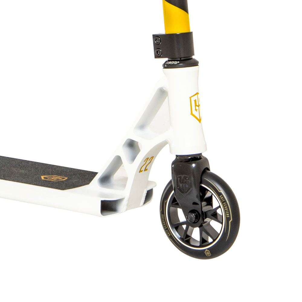    Grit-Elite-Pro-Stunt-Scooter-White-Black-Gold-Fork-View